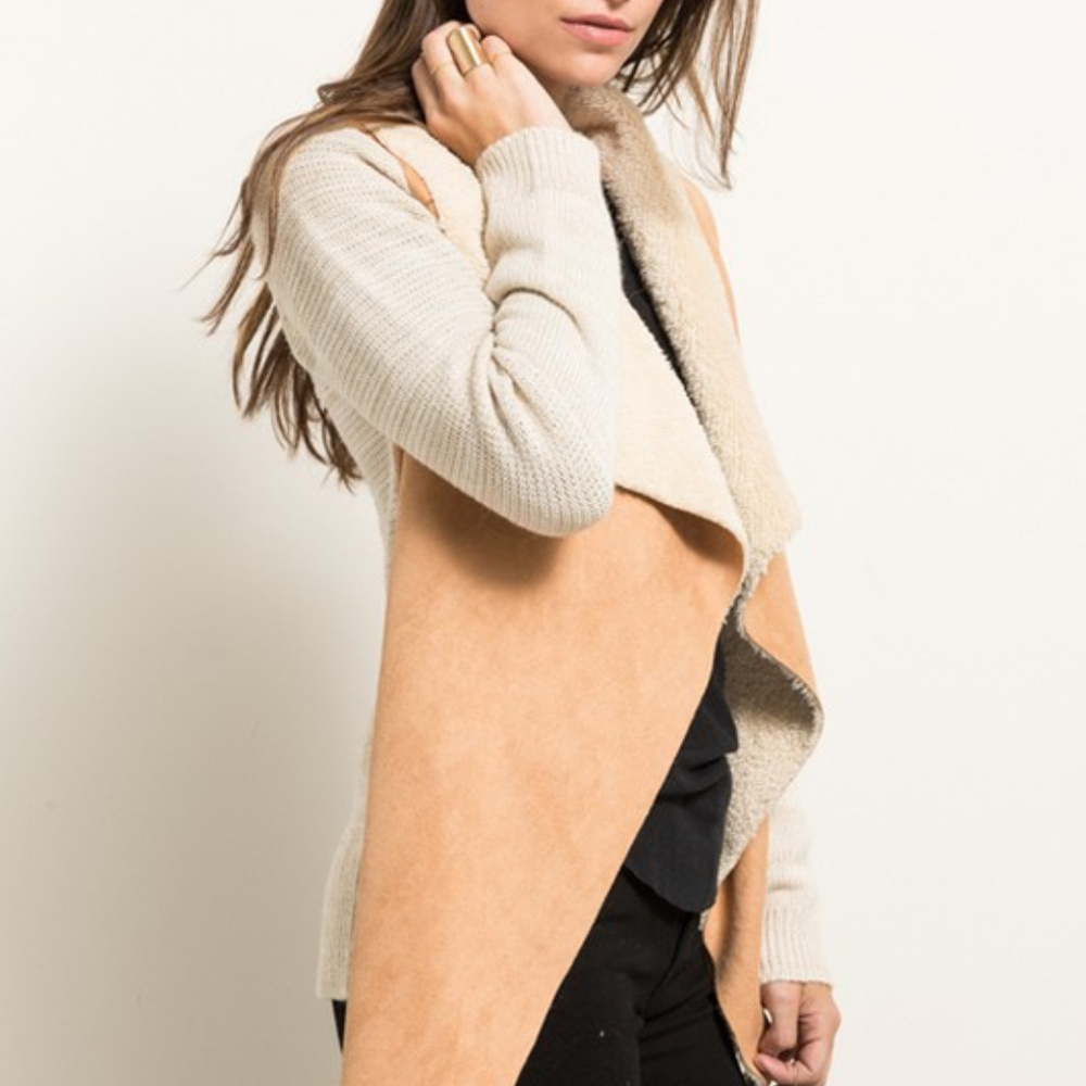 Faux Suede Sweater Sleeve Jacket